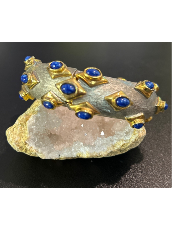 Kenneth Jay Lane Jewelry - Women's KJL textured "Mogul" style textured gold-tone and silver-tone faux lapis